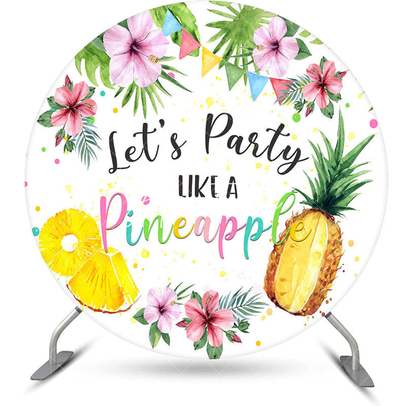 Aperturee - Round Floral Greenery Pineapple Dance Party Backdrop