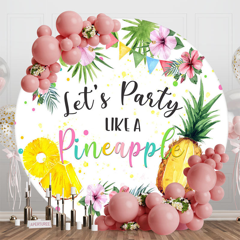 Aperturee - Round Floral Greenery Pineapple Dance Party Backdrop