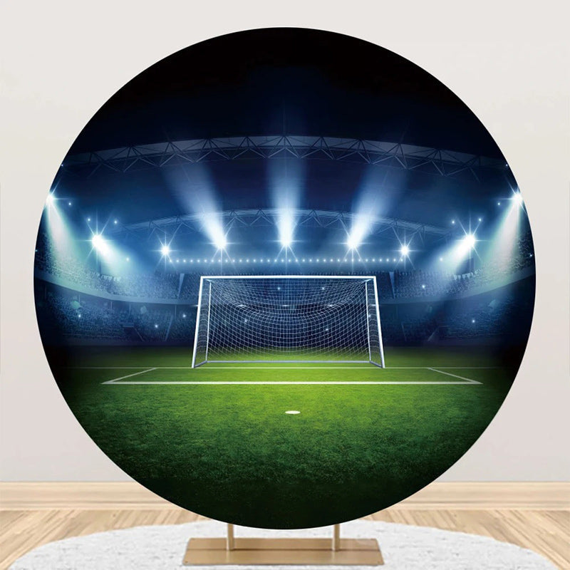 Aperturee - Round Football Stadium Light Night Birthday Bakcdrop