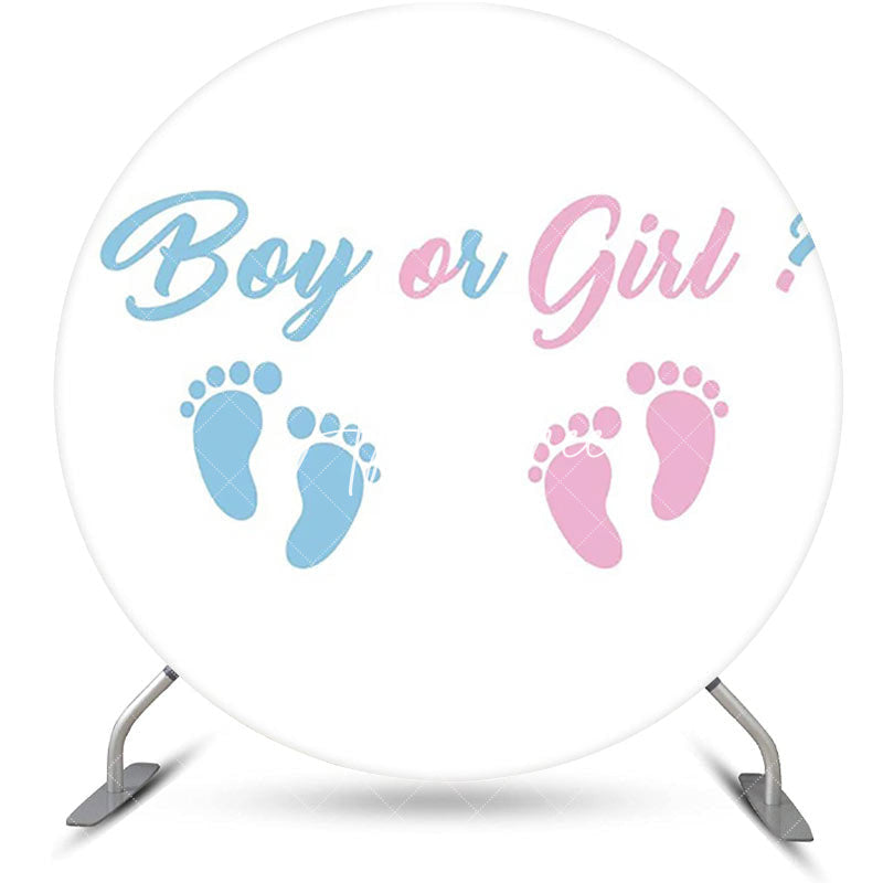 Aperturee - Round Footprint Boy Or Girl Gender Reveal Backdrop