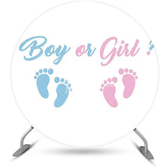 Aperturee - Round Footprint Boy Or Girl Gender Reveal Backdrop