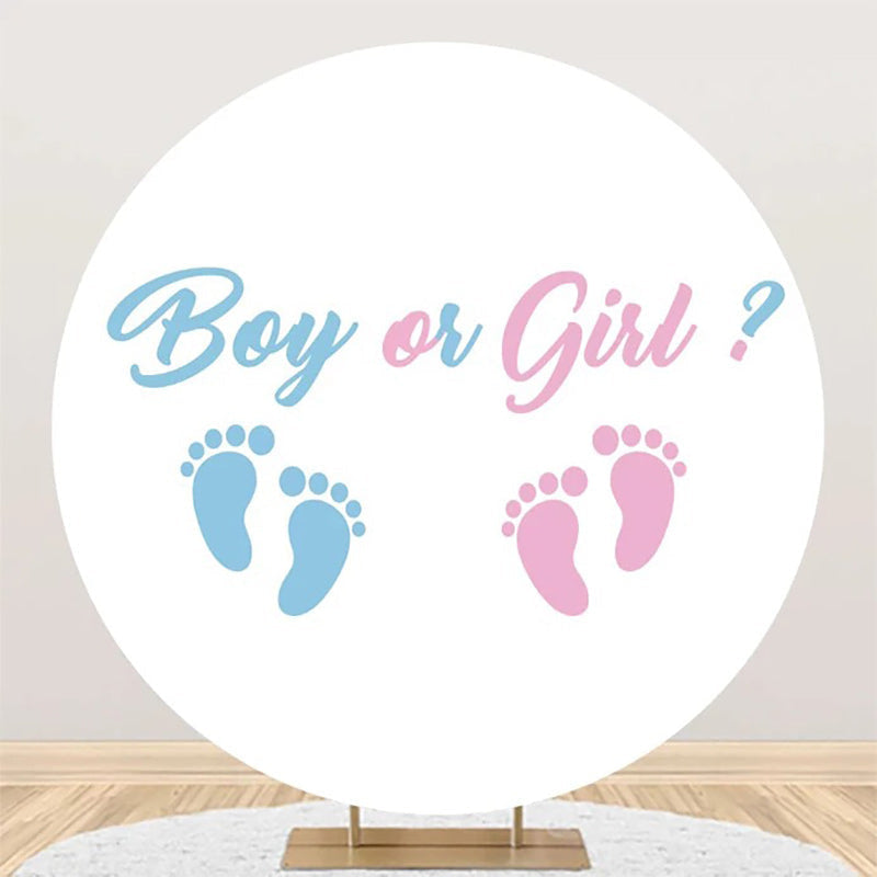 Aperturee - Round Footprint Boy Or Girl Gender Reveal Backdrop