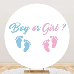 Aperturee - Round Footprint Boy Or Girl Gender Reveal Backdrop