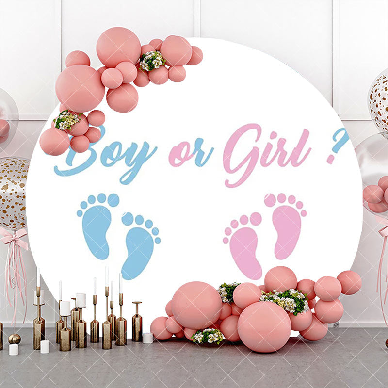 Aperturee - Round Footprint Boy Or Girl Gender Reveal Backdrop