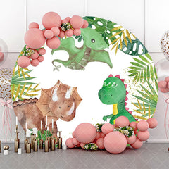 Aperturee - Round Forest Monstera Dinosaurs Backdrop For Party