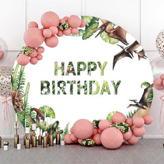 Aperturee - Round Forest Various Dinosaurs Birthday Backdrop