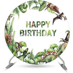 Aperturee - Round Forest Various Dinosaurs Birthday Backdrop