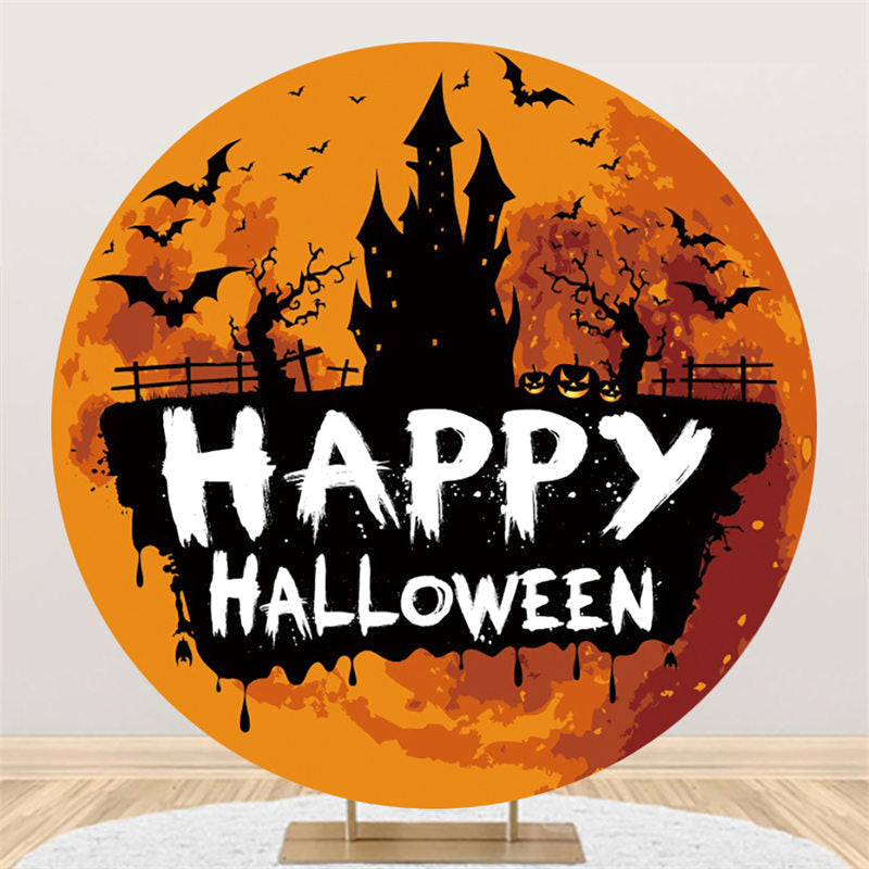 Aperturee Round Funny Pumpkin Castle Trunk Happy Halloween Backdrop