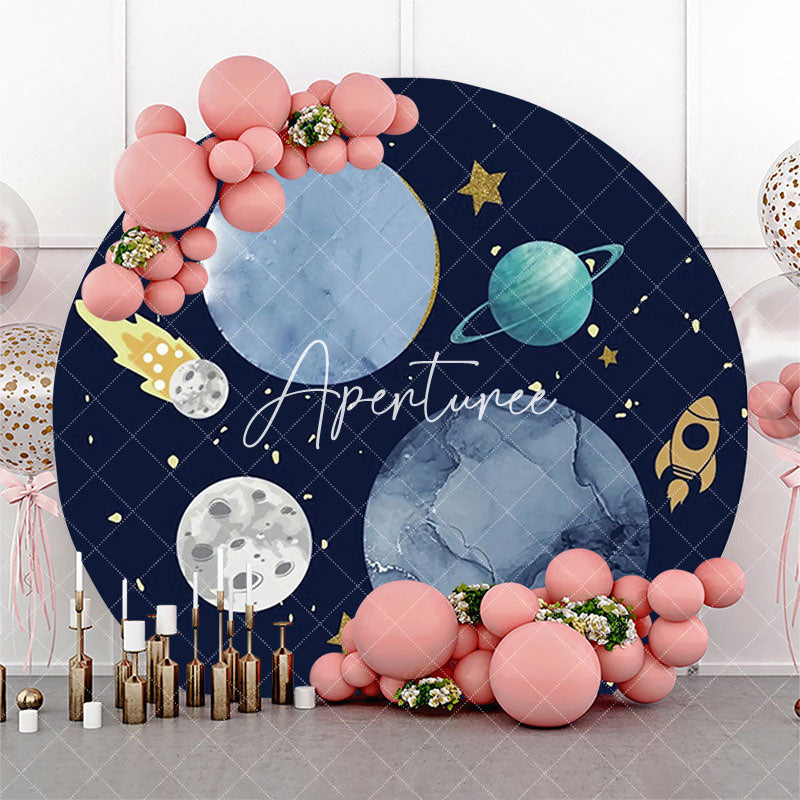 Aperturee - Round Galaxy Planet Meteorite Moon Birthday Backdrop