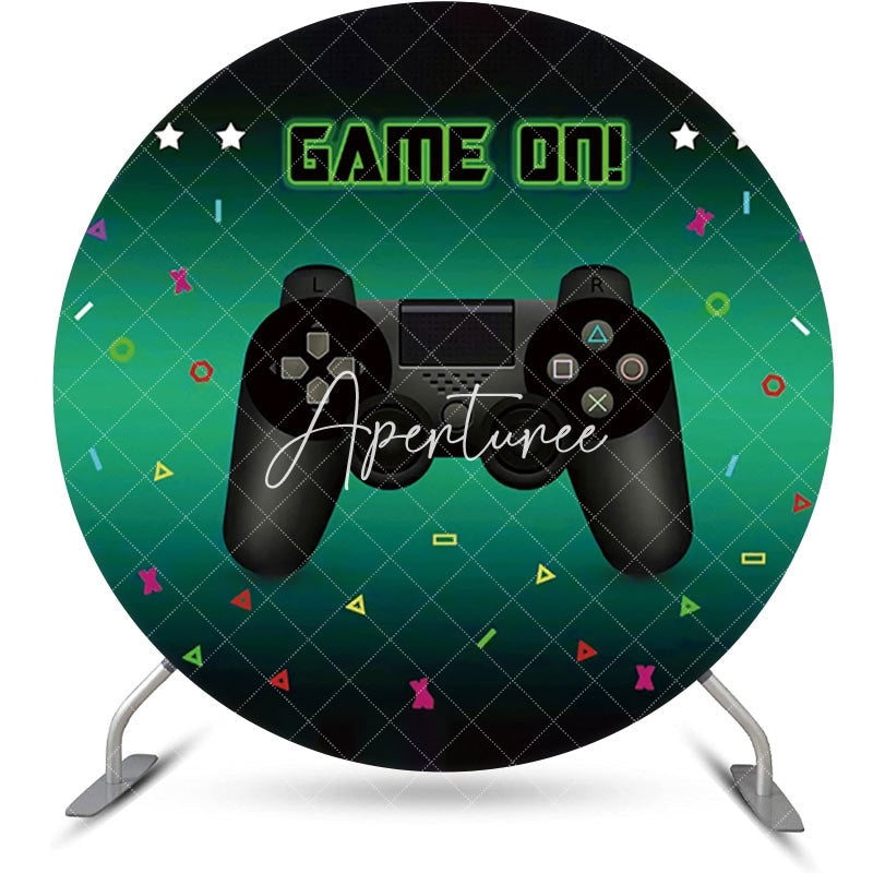 Aperturee - Round Game On Gamepad Button Green Party Backdrop