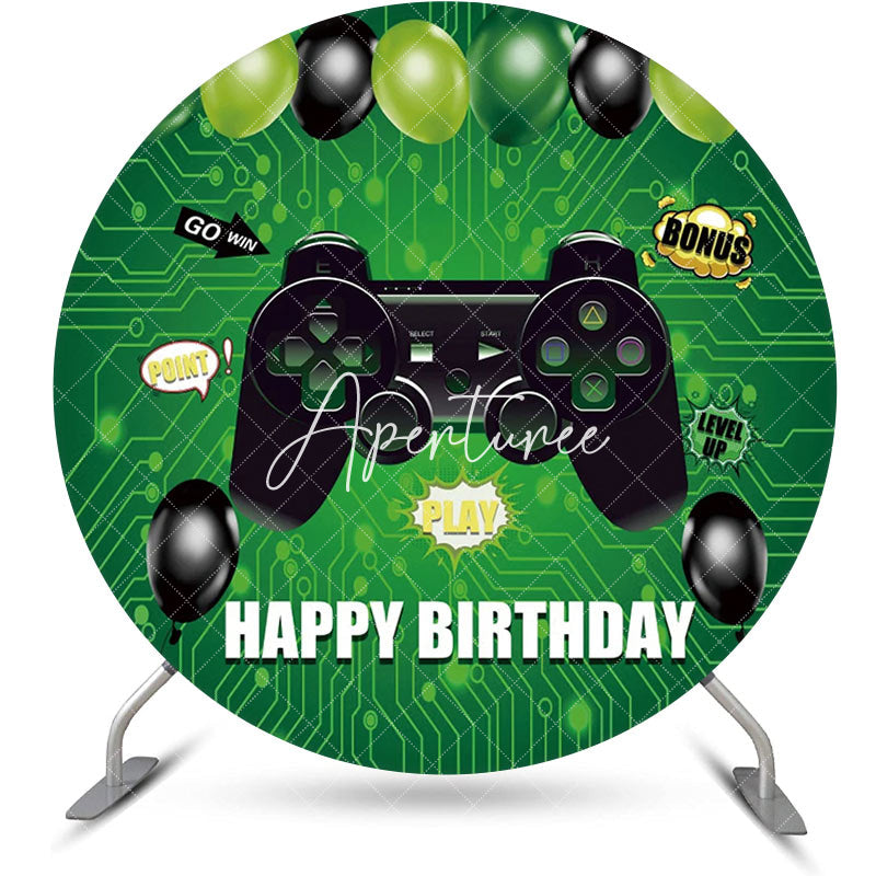 Aperturee - Round Gamepad Green Circuit Board Birthday Backdrop