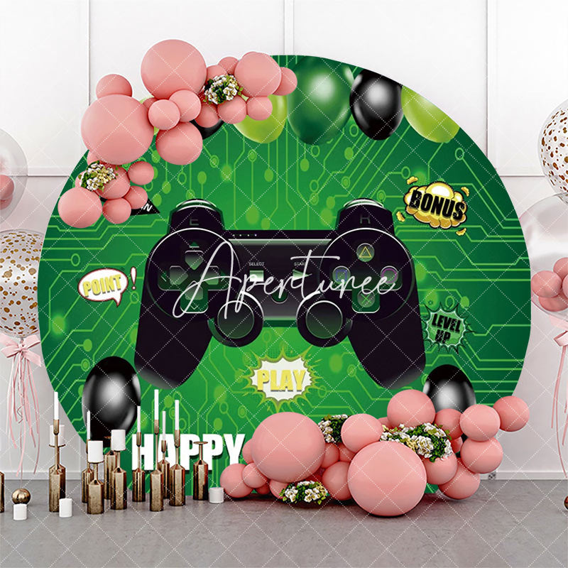 Aperturee - Round Gamepad Green Circuit Board Birthday Backdrop