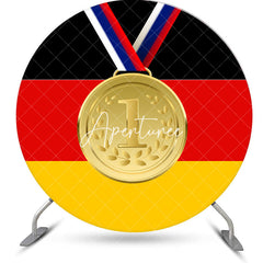 Aperturee - Round Germany Flag Gold Metal Sports Party Backdrop