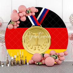 Aperturee - Round Germany Flag Gold Metal Sports Party Backdrop