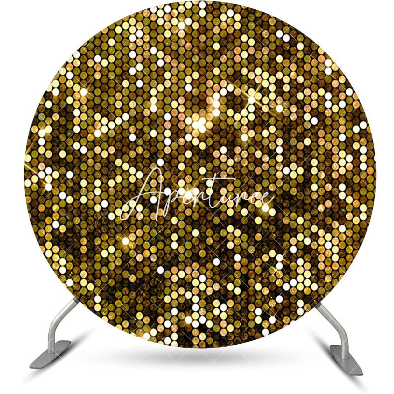 Aperturee - Round Gold Glitter Texture Bokeh Birthday Backdrop