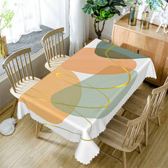 Aperturee - Round Gold Line Simple Modern Rectangle Tablecloth