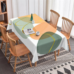 Aperturee - Round Gold Line Simple Modern Rectangle Tablecloth