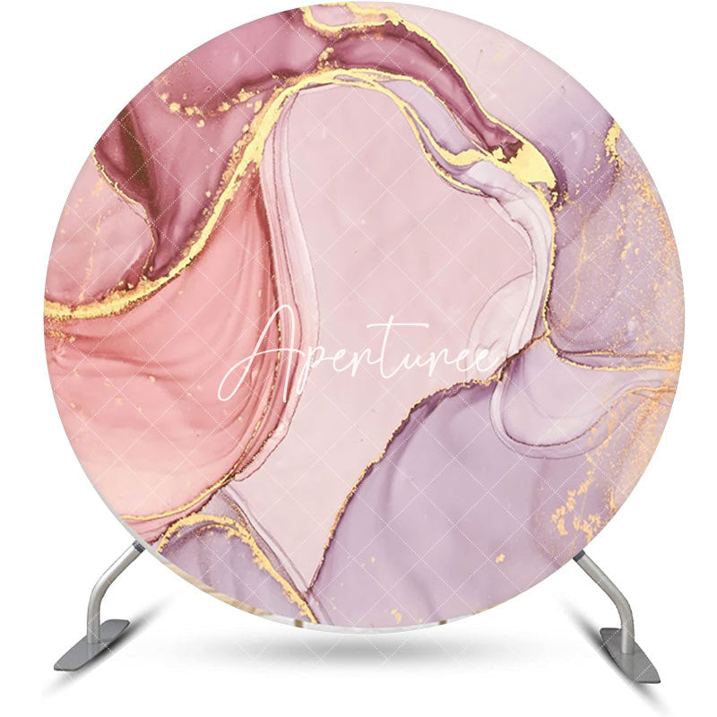 Aperturee - Round Gold Pink Abstract Marble Texture Backdrop