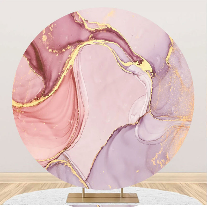 Aperturee - Round Gold Pink Abstract Marble Texture Backdrop