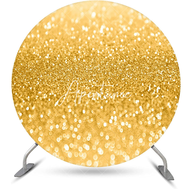 Aperturee - Round Gold Sparkling Texture Bokeh Birthday Backdrop