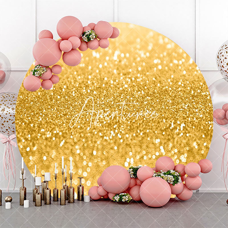 Aperturee - Round Gold Sparkling Texture Bokeh Birthday Backdrop