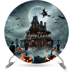 Aperturee - Round Grave Night Castle Witch Halloween Backdrop