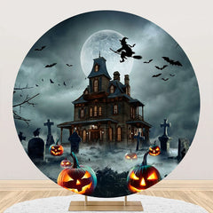 Aperturee - Round Grave Night Castle Witch Halloween Backdrop