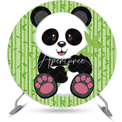 Aperturee - Round Green Bamboo Panda Baby Shower Party Backdrop