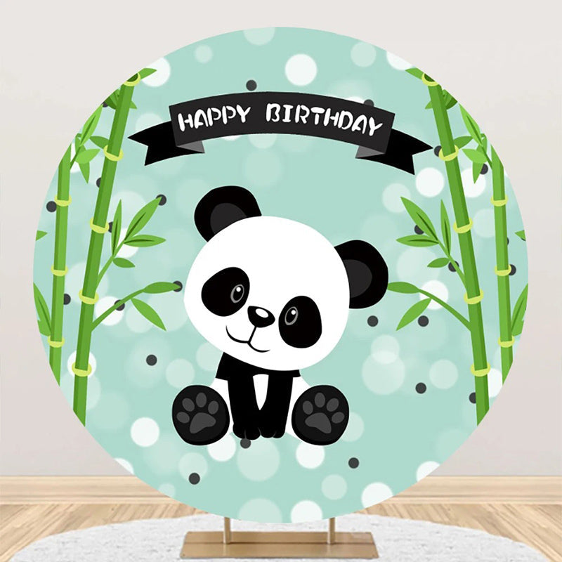 Aperturee - Round Green Bamboo Panda Bokeh Birthday Backdrop