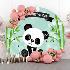 Aperturee - Round Green Bamboo Panda Bokeh Birthday Backdrop