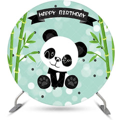 Aperturee - Round Green Bamboo Panda Bokeh Birthday Backdrop