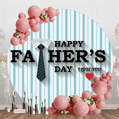 Aperturee - Round Green White Stripe Happy Fathers Day Backdrop