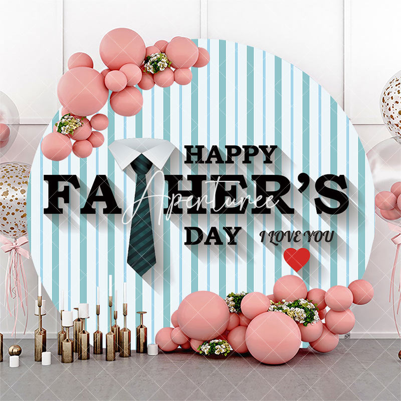 Aperturee - Round Green White Stripe Happy Fathers Day Backdrop