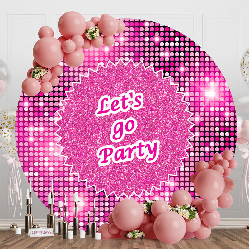 Aperturee - Round Hot Pink Sequin Sparkle Lets Go Party Backdrop