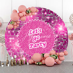 Aperturee - Round Hot Pink Sequin Sparkle Lets Go Party Backdrop