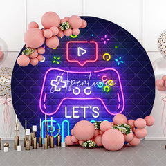 Aperturee - Round Lets Play Gamepad Brick Wall Party Backdrop