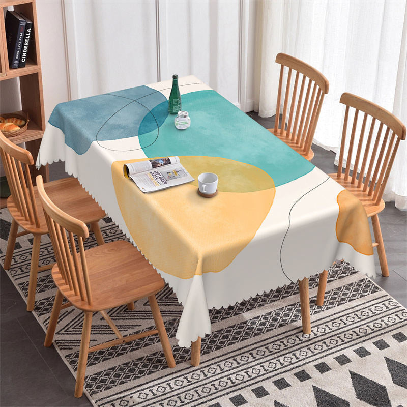 Aperturee - Round Line Simple And Morden Rectangle Tablecloth