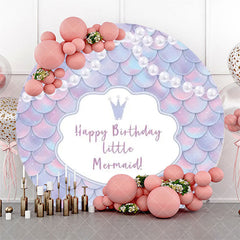 Aperturee - Round Little Mermaid Pearl Scales Birthday Backdrop