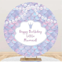 Aperturee - Round Little Mermaid Pearl Scales Birthday Backdrop