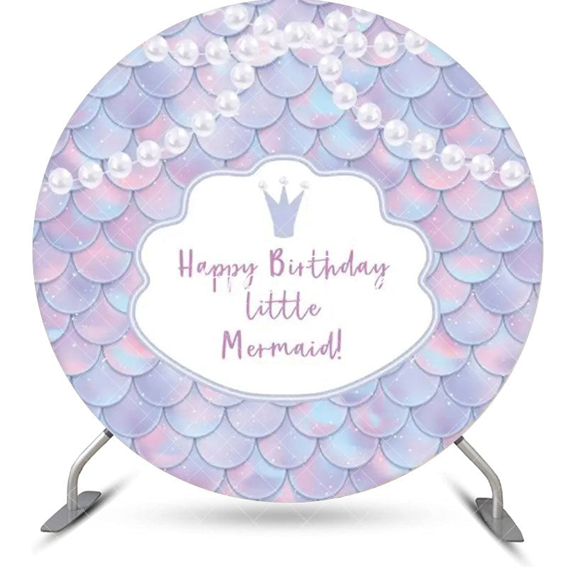 Aperturee - Round Little Mermaid Pearl Scales Birthday Backdrop