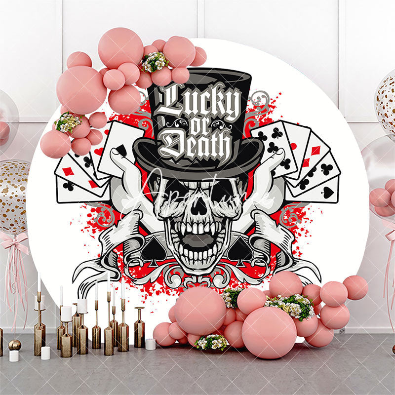 Aperturee - Round Lucky Or Death Skull Poker Casino Backdrop