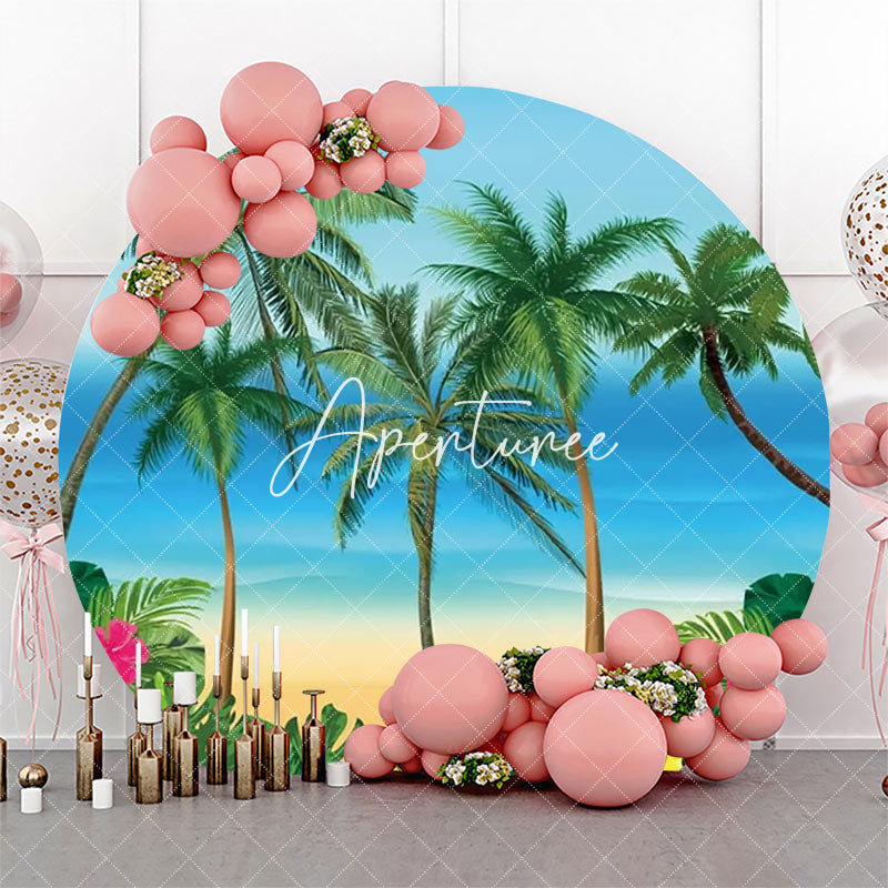 Aperturee - Round Montera Floral Trees Coastal Summer Backdrop