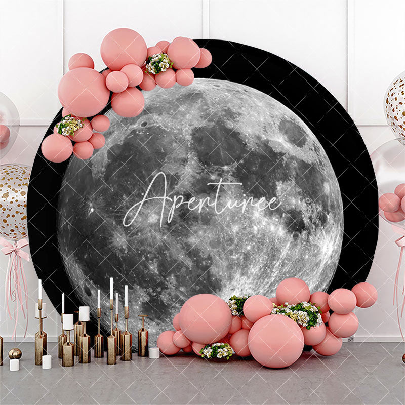 Aperturee - Round Moon Surface Top View Space Birthday Backdrop