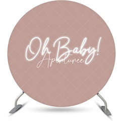 Aperturee - Round Oh Baby Pink Neon Backdrop For Gender Reveal