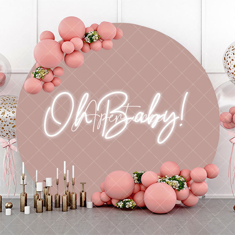 Aperturee - Round Oh Baby Pink Neon Backdrop For Gender Reveal