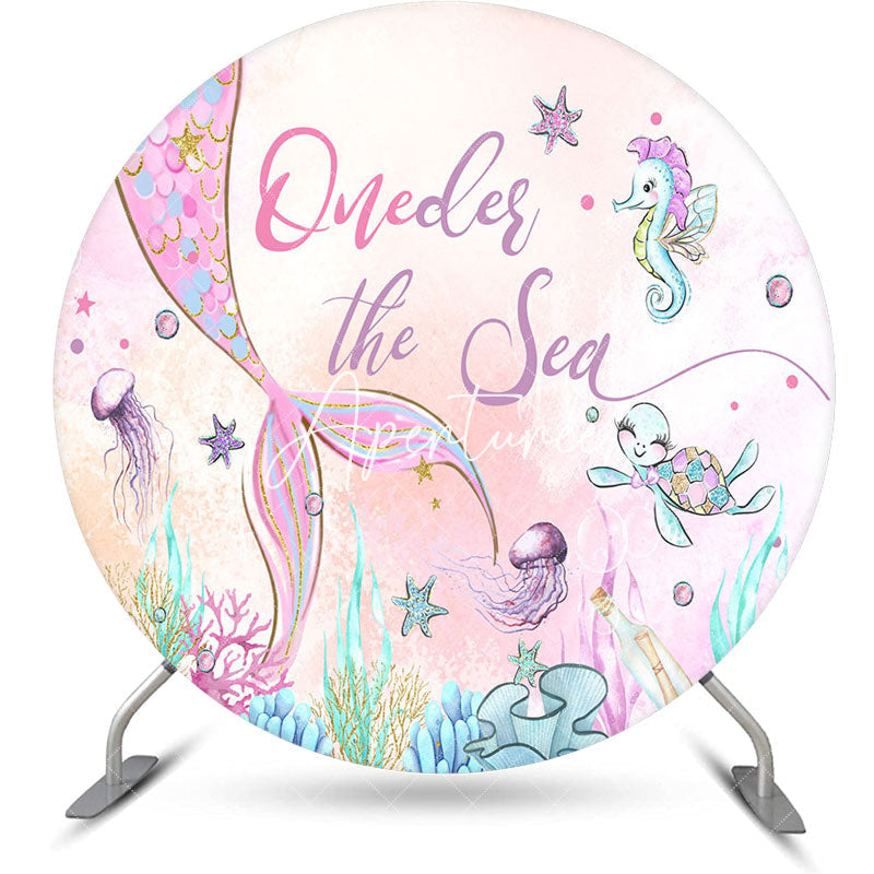 Aperturee - Round Oneder The Sea Mermaid Backdrop For Birthday