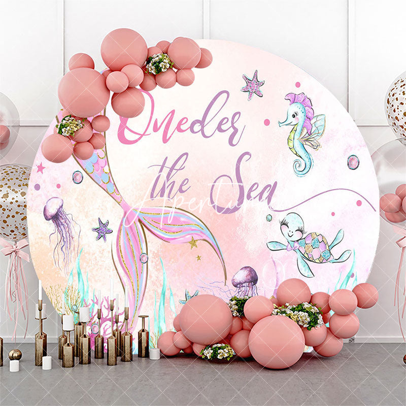 Aperturee - Round Oneder The Sea Mermaid Backdrop For Birthday