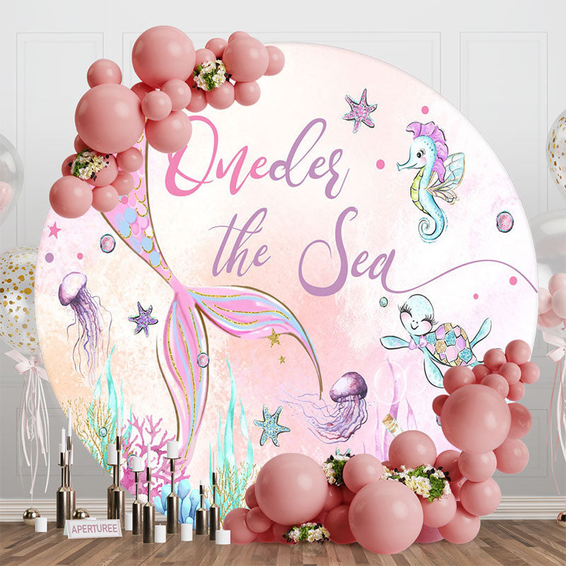 Aperturee - Round Oneder The Sea Mermaid Backdrop For Birthday