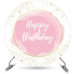 Aperturee - Round Pink Abstract Marble Texture Birthday Backdrop