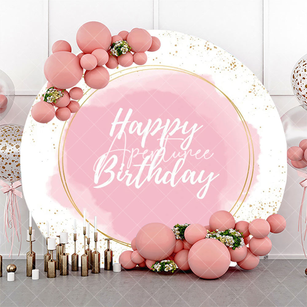 Aperturee - Round Pink Abstract Marble Texture Birthday Backdrop